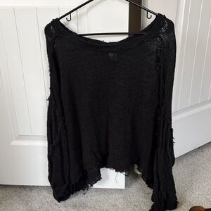 Black Distressed Knit Free People Sweater